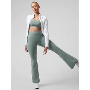 NWT Athleta Elation Flare Pant in minimalistic gray sage green color women’s XL